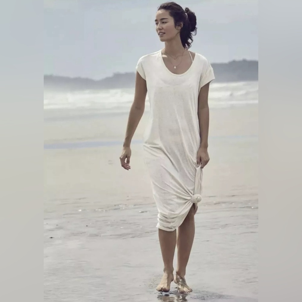 Athleta Martinique Modal Blend Maxi Dress‎ Cream Beige w/ Pockets Sz. XS